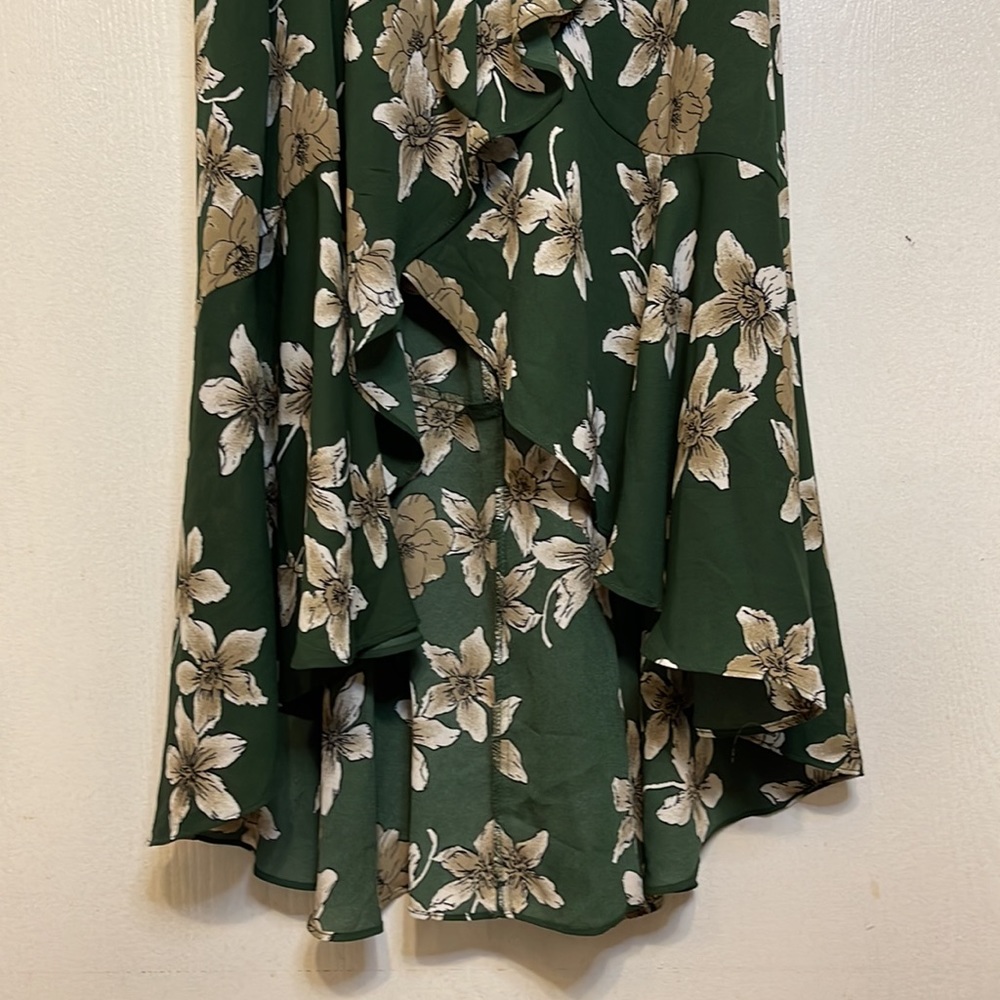 Inspired Hearts Green Floral Hi-Low Faux Wrap Dress, Sz. XL, EUC - Picture 5 of 8